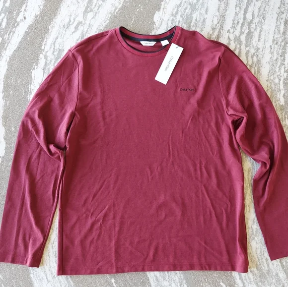 Calvin Klein Long Sleeve Tipped Collar Knit T-Shirt - Picture 3 of 5